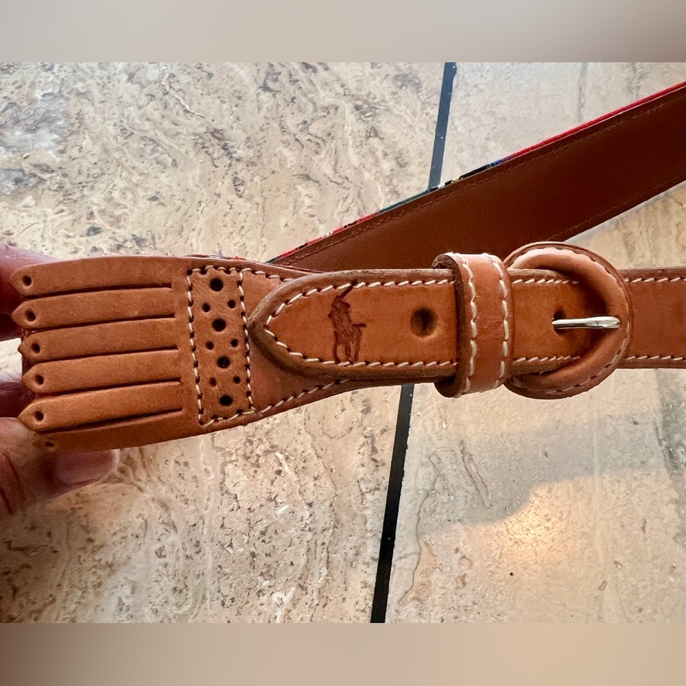 Vintage Polo by Ralph Lauren Tartan Leather Belt